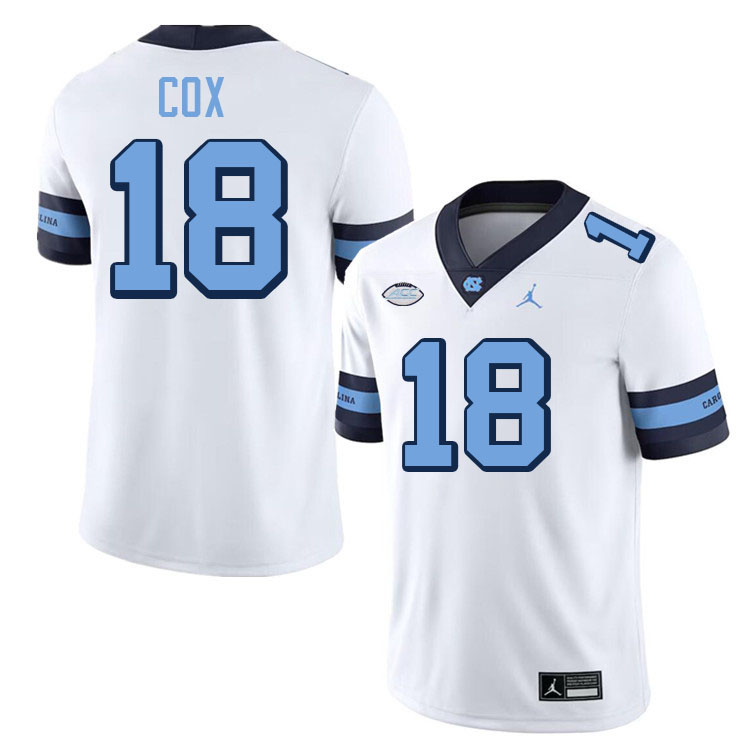 #18 Connor Cox North Carolina Tar Heels College Football Jersey Stitched-Retro White